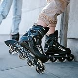 Movino Inline Skates | Cruzer B2 | Verstellbare Rollschuhe | Inline-Skates | S(30-33) | ABEC9-Lager | große Räder 70 mm | Dreistufiges Befestigungssystem: Schnalle, Schnürsenkel und Gürtel - 2
