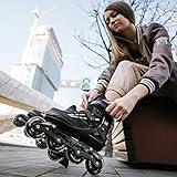 Movino Inline Skates | Cruzer B2 | Verstellbare Rollschuhe | Inline-Skates | S(30-33) | ABEC9-Lager | große Räder 70 mm | Dreistufiges Befestigungssystem: Schnalle, Schnürsenkel und Gürtel - 4